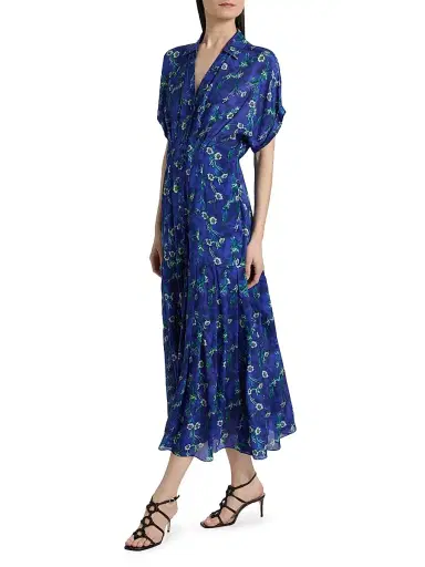 Saloni Women's Riya Floral Satin Midi-Shirtdress - Primrose | Thumbnail 4 Saloni Women's Riya Floral Satin Midi-Shirtdress - Primrose | Thumbnail 4