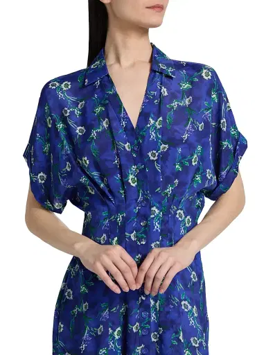 Saloni Women's Riya Floral Satin Midi-Shirtdress - Primrose | Thumbnail 6 Saloni Women's Riya Floral Satin Midi-Shirtdress - Primrose | Thumbnail 6