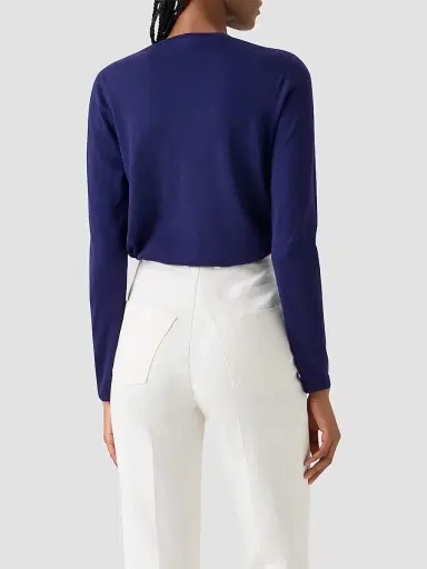 Akris Women's Fine-Gauge Knit Cashmere-Silk Sweater - Dark Purple | Thumbnail 3 Akris Women's Fine-Gauge Knit Cashmere-Silk Sweater - Dark Purple | Thumbnail 3