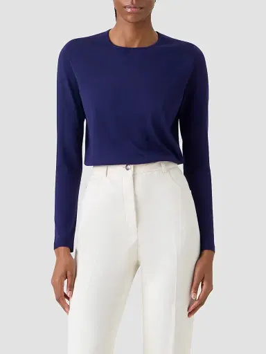 Akris Women's Fine-Gauge Knit Cashmere-Silk Sweater - Dark Purple | Thumbnail 4 Akris Women's Fine-Gauge Knit Cashmere-Silk Sweater - Dark Purple | Thumbnail 4