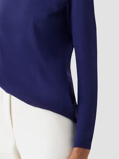 Akris Women's Fine-Gauge Knit Cashmere-Silk Sweater - Dark Purple | Thumbnail 5 Akris Women's Fine-Gauge Knit Cashmere-Silk Sweater - Dark Purple | Thumbnail 5