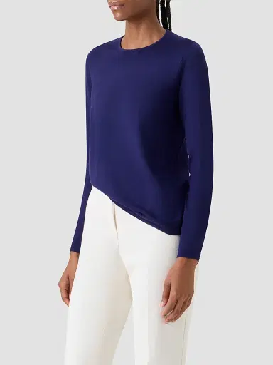 Akris Women's Fine-Gauge Knit Cashmere-Silk Sweater - Dark Purple | Thumbnail 6 Akris Women's Fine-Gauge Knit Cashmere-Silk Sweater - Dark Purple | Thumbnail 6