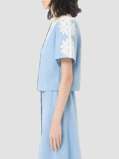 Valentino Garavani Women's Embroidered Denim Shirt - Denim | Thumbnail 4 Valentino Garavani Women's Embroidered Denim Shirt - Denim | Thumbnail 4