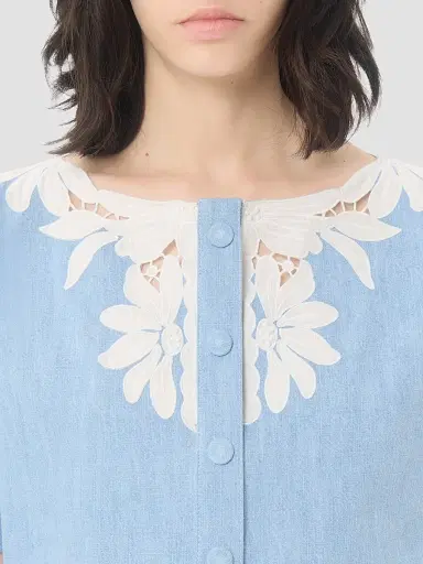 Valentino Garavani Women's Embroidered Denim Shirt - Denim | Thumbnail 6 Valentino Garavani Women's Embroidered Denim Shirt - Denim | Thumbnail 6