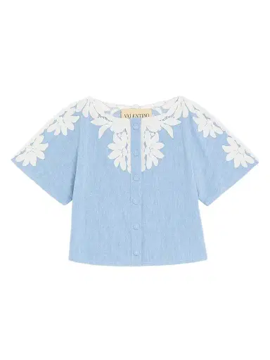 Valentino Garavani Women's Embroidered Denim Shirt - Denim | Thumbnail 1 Valentino Garavani Women's Embroidered Denim Shirt - Denim | Thumbnail 1