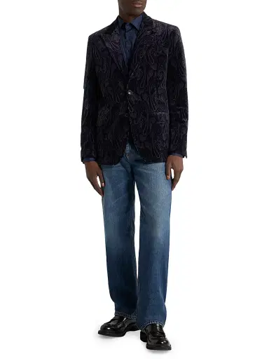 Etro Men's Milano Peak Lapel Jacket - Print On Black Base | Thumbnail 2 Etro Men's Milano Peak Lapel Jacket - Print On Black Base | Thumbnail 2