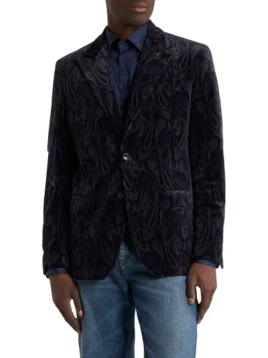 Etro Men's Milano Peak Lapel Jacket - Print On Black Base | Thumbnail 4 Etro Men's Milano Peak Lapel Jacket - Print On Black Base | Thumbnail 4