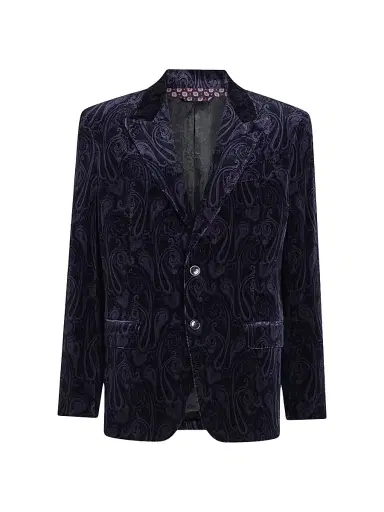Etro Men's Milano Peak Lapel Jacket - Print On Black Base | Thumbnail 1 Etro Men's Milano Peak Lapel Jacket - Print On Black Base | Thumbnail 1