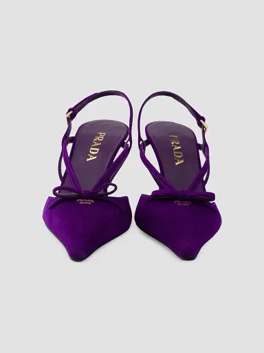 Prada Women's Suede Slingback Pumps | Thumbnail 2 Prada Women's Suede Slingback Pumps | Thumbnail 2
