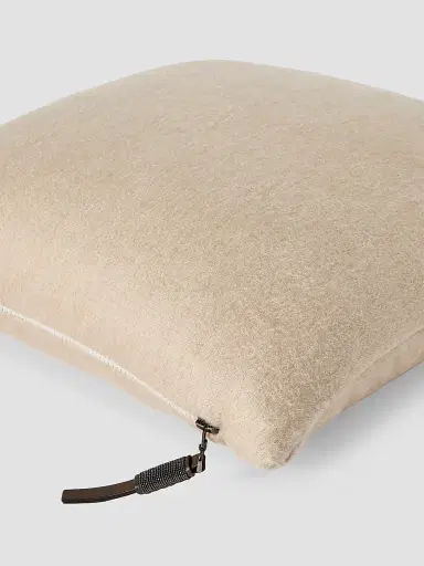 Brunello Cucinelli Double Cashmere Beaver Cloth Cushion with Shiny Zipper Pull - Sand | Thumbnail 3 Brunello Cucinelli Double Cashmere Beaver Cloth Cushion with Shiny Zipper Pull - Sand | Thumbnail 3