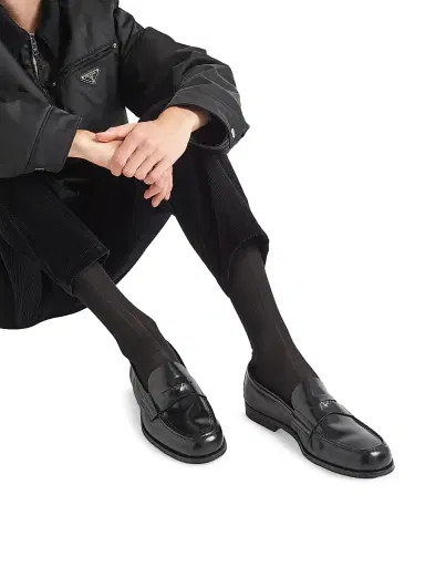 Prada Men's Brushed Leather Loafers - Black | Thumbnail 2 Prada Men's Brushed Leather Loafers - Black | Thumbnail 2