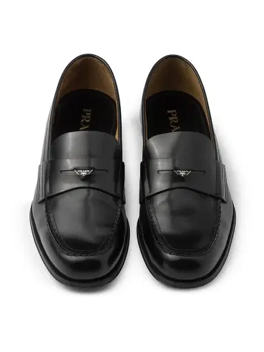 Prada Men's Brushed Leather Loafers - Black | Thumbnail 3 Prada Men's Brushed Leather Loafers - Black | Thumbnail 3