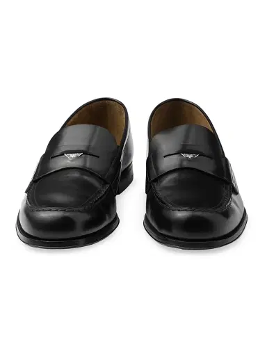 Prada Men's Brushed Leather Loafers - Black | Thumbnail 5 Prada Men's Brushed Leather Loafers - Black | Thumbnail 5