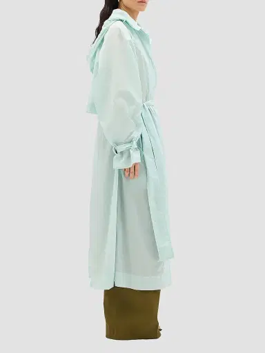 Another Tomorrow Women's Nylon Trench Coat - Aquamarine - Size Large | Thumbnail 3 Another Tomorrow Women's Nylon Trench Coat - Aquamarine - Size Large | Thumbnail 3