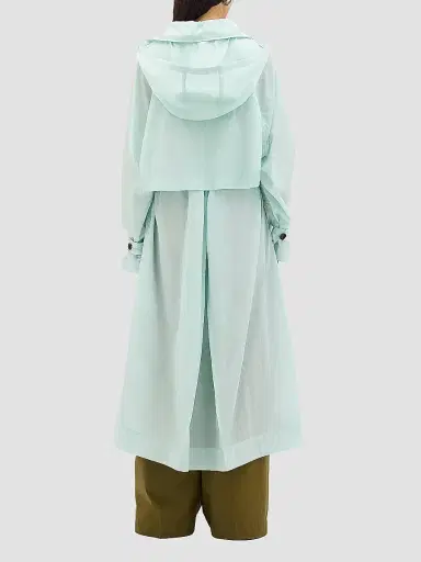 Another Tomorrow Women's Nylon Trench Coat - Aquamarine - Size Large | Thumbnail 4 Another Tomorrow Women's Nylon Trench Coat - Aquamarine - Size Large | Thumbnail 4