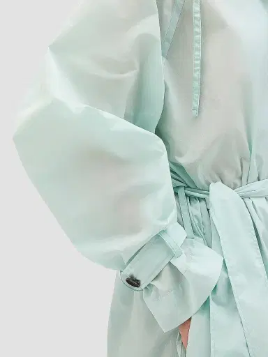 Another Tomorrow Women's Nylon Trench Coat - Aquamarine - Size Large | Thumbnail 5 Another Tomorrow Women's Nylon Trench Coat - Aquamarine - Size Large | Thumbnail 5