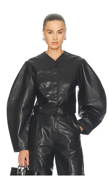 ROTATE Fitted Leather Jacket | Thumbnail 1 ROTATE Fitted Leather Jacket | Thumbnail 1