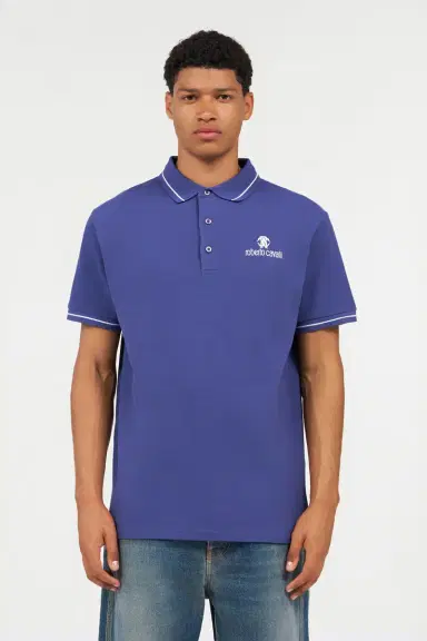 Roberto Cavalli Blue Polo Shirt With Logo | Thumbnail 2 Roberto Cavalli Blue Polo Shirt With Logo | Thumbnail 2