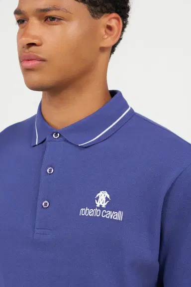 Roberto Cavalli Blue Polo Shirt With Logo | Thumbnail 5 Roberto Cavalli Blue Polo Shirt With Logo | Thumbnail 5