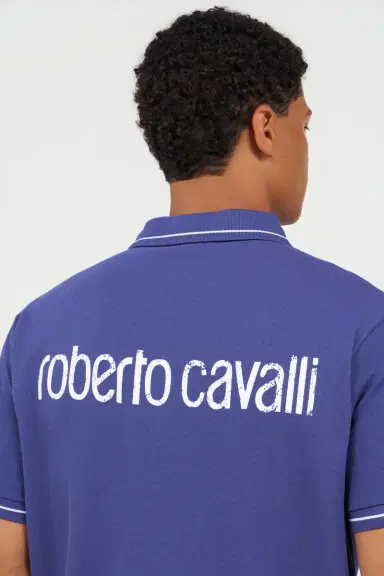 Roberto Cavalli Blue Polo Shirt With Logo | Thumbnail 6 Roberto Cavalli Blue Polo Shirt With Logo | Thumbnail 6