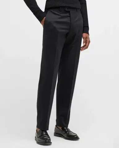 Giorgio Armani Basic Wool Flat-Front Trousers, Black | Thumbnail 2 Giorgio Armani Basic Wool Flat-Front Trousers, Black | Thumbnail 2