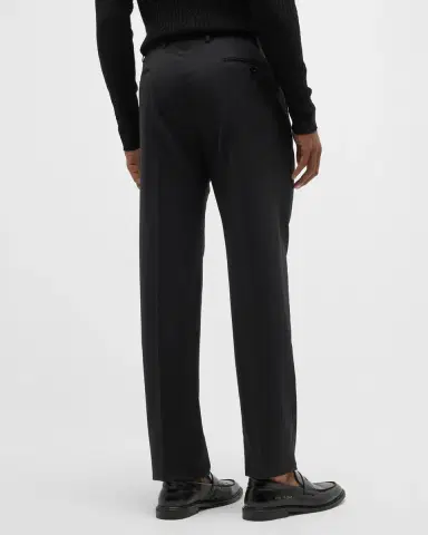 Giorgio Armani Basic Wool Flat-Front Trousers, Black | Thumbnail 4 Giorgio Armani Basic Wool Flat-Front Trousers, Black | Thumbnail 4