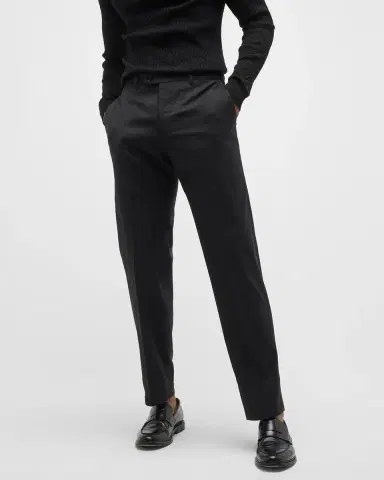 Giorgio Armani Basic Wool Flat-Front Trousers, Black | Thumbnail 6 Giorgio Armani Basic Wool Flat-Front Trousers, Black | Thumbnail 6