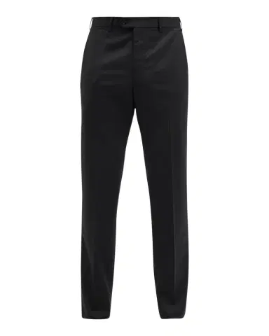 Giorgio Armani Basic Wool Flat-Front Trousers, Black | Thumbnail 1 Giorgio Armani Basic Wool Flat-Front Trousers, Black | Thumbnail 1