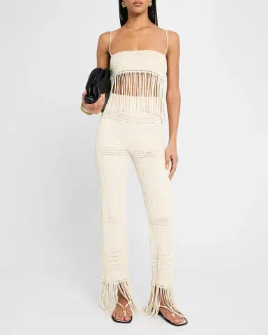 Nanushka Mariz Woven Fringe Seersucker Top | Thumbnail 2 Nanushka Mariz Woven Fringe Seersucker Top | Thumbnail 2