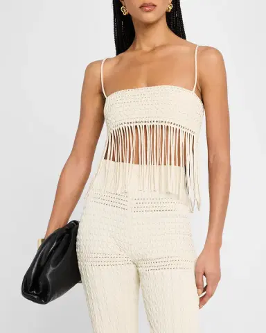 Nanushka Mariz Woven Fringe Seersucker Top | Thumbnail 4 Nanushka Mariz Woven Fringe Seersucker Top | Thumbnail 4