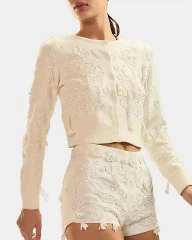 CYNTHIA ROWLEY Paloma Beaded Shrunken Cardigan | Thumbnail 2 CYNTHIA ROWLEY Paloma Beaded Shrunken Cardigan | Thumbnail 2