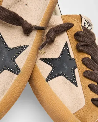 Golden Goose Men 's Super-Star Suede Studded Leather Low-Top Sneakers | Thumbnail 4 Golden Goose Men 's Super-Star Suede Studded Leather Low-Top Sneakers | Thumbnail 4