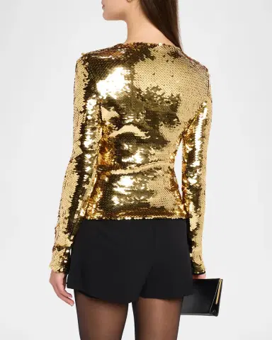 Jean Paul Gaultier Sequined Long-Sleeve Fitted Top | Thumbnail 3 Jean Paul Gaultier Sequined Long-Sleeve Fitted Top | Thumbnail 3