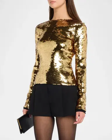 Jean Paul Gaultier Sequined Long-Sleeve Fitted Top | Thumbnail 4 Jean Paul Gaultier Sequined Long-Sleeve Fitted Top | Thumbnail 4