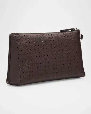 Valentino Garavani Men 's Perforated Leather Zip Pouch | Thumbnail 3 Valentino Garavani Men 's Perforated Leather Zip Pouch | Thumbnail 3