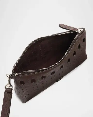 Valentino Garavani Men 's Perforated Leather Zip Pouch | Thumbnail 4 Valentino Garavani Men 's Perforated Leather Zip Pouch | Thumbnail 4