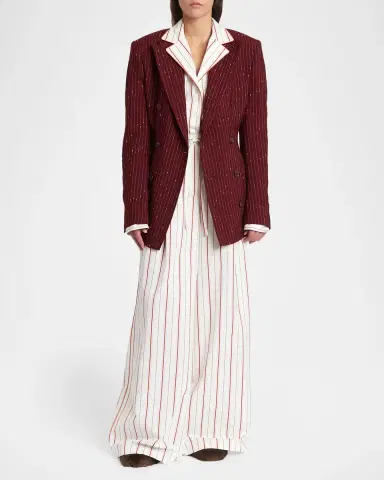Dolce & Gabbana Sartorial Striped Cotton-Silk Button-Down Pajama Top | Thumbnail 2 Dolce & Gabbana Sartorial Striped Cotton-Silk Button-Down Pajama Top | Thumbnail 2