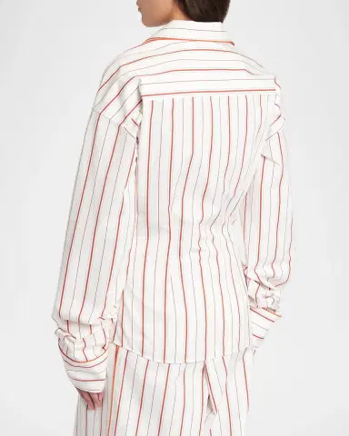 Dolce & Gabbana Sartorial Striped Cotton-Silk Button-Down Pajama Top | Thumbnail 3 Dolce & Gabbana Sartorial Striped Cotton-Silk Button-Down Pajama Top | Thumbnail 3