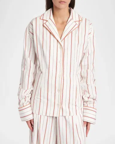 Dolce & Gabbana Sartorial Striped Cotton-Silk Button-Down Pajama Top | Thumbnail 4 Dolce & Gabbana Sartorial Striped Cotton-Silk Button-Down Pajama Top | Thumbnail 4