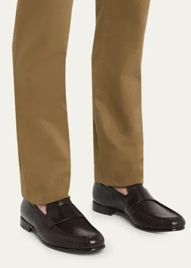 Bergdorf Goodman Men's Buffalo Leather Moc-Toe Loafers | Thumbnail 2 Bergdorf Goodman Men's Buffalo Leather Moc-Toe Loafers | Thumbnail 2
