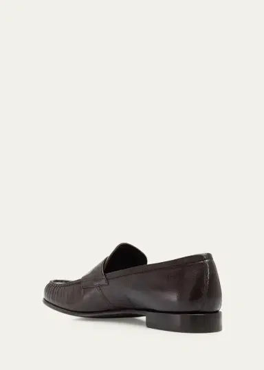 Bergdorf Goodman Men's Buffalo Leather Moc-Toe Loafers | Thumbnail 4 Bergdorf Goodman Men's Buffalo Leather Moc-Toe Loafers | Thumbnail 4