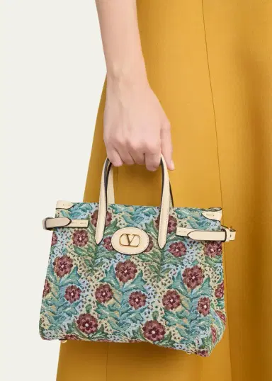 Valentino Garavani Antibes Small Floral Woven Tote Bag | Thumbnail 2 Valentino Garavani Antibes Small Floral Woven Tote Bag | Thumbnail 2