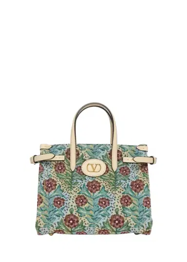 Valentino Garavani Antibes Small Floral Woven Tote Bag | Thumbnail 1 Valentino Garavani Antibes Small Floral Woven Tote Bag | Thumbnail 1