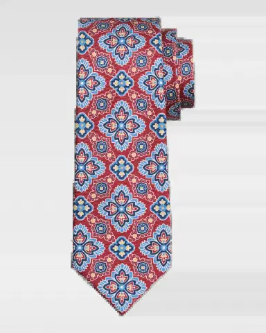 Kiton Men's Silk Floral Medallion 7-Fold Tie | Thumbnail 2 Kiton Men's Silk Floral Medallion 7-Fold Tie | Thumbnail 2