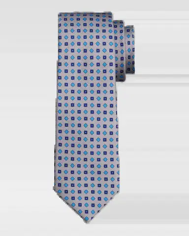 Kiton Men's Micro-Geometric Silk 7-Fold Tie | Thumbnail 2 Kiton Men's Micro-Geometric Silk 7-Fold Tie | Thumbnail 2