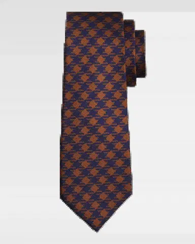 Kiton Men's Silk Maxi-Houndstooth 7-Fold Tie | Thumbnail 2 Kiton Men's Silk Maxi-Houndstooth 7-Fold Tie | Thumbnail 2