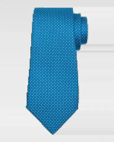 Kiton Men's Silk Micro-Geometric 7-Fold Tie | Thumbnail 2 Kiton Men's Silk Micro-Geometric 7-Fold Tie | Thumbnail 2