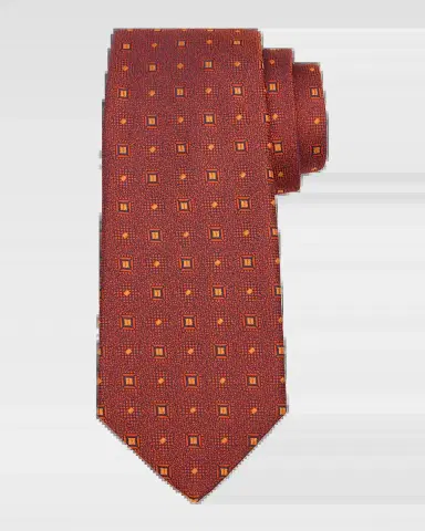 Kiton Men's Silk Micro-Geometric 7-Fold Tie | Thumbnail 2 Kiton Men's Silk Micro-Geometric 7-Fold Tie | Thumbnail 2