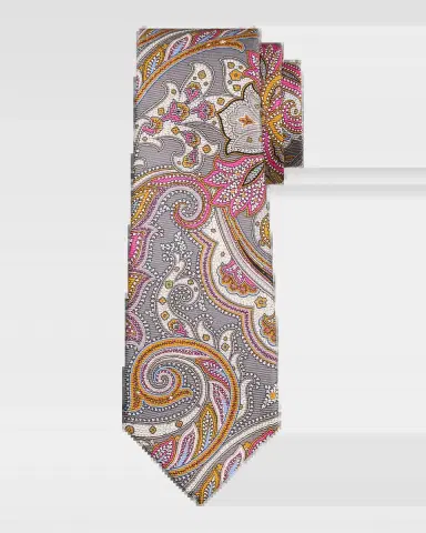 Kiton Men's Silk Maxi-Paisley 7-Fold Tie | Thumbnail 2 Kiton Men's Silk Maxi-Paisley 7-Fold Tie | Thumbnail 2
