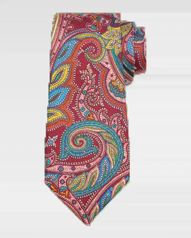 Kiton Men's Silk Multicolor Paisley 7-Fold Tie | Thumbnail 2 Kiton Men's Silk Multicolor Paisley 7-Fold Tie | Thumbnail 2
